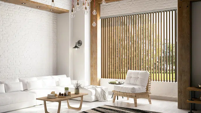 Vertical blinds mimic the look of drapery